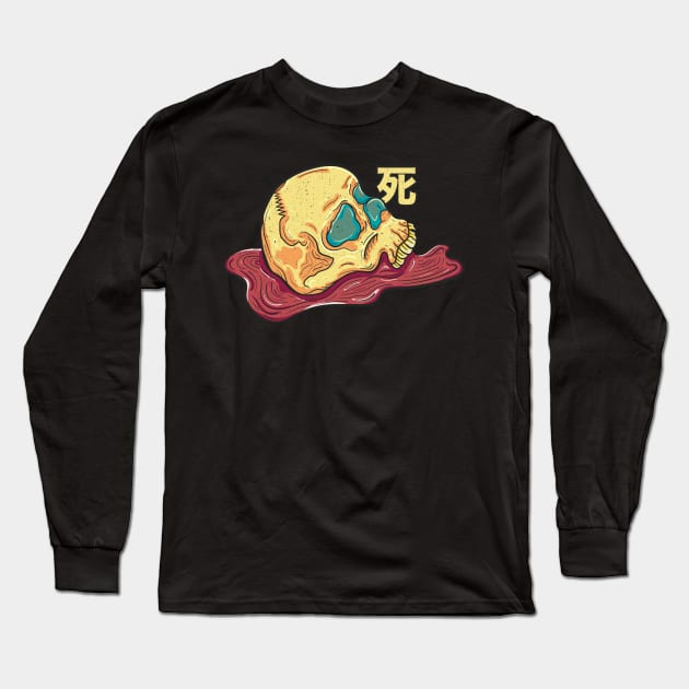 Death skull head with Japan style Long Sleeve T-Shirt by happymonday